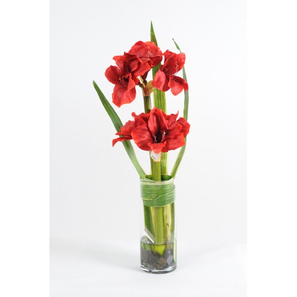 Bouquet Amaryllis Pandanus – Composition artificielle