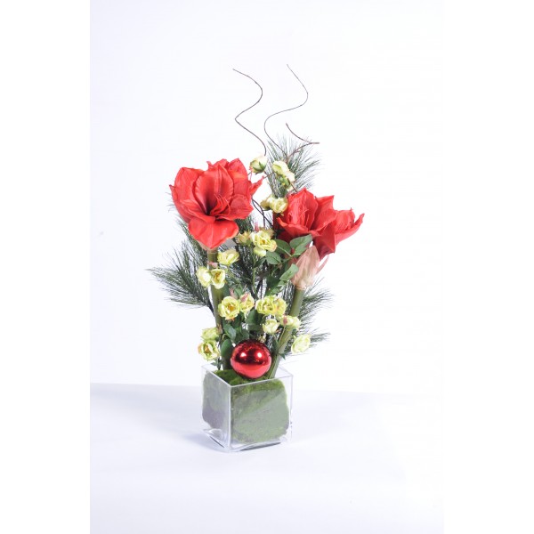 Bouquet Amaryllis Rouge Noel – Composition artificielle