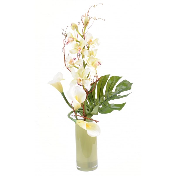 Bouquet Cymbidium Blanc – Composition artificielle