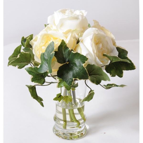 Bouquet Rose Blanche – Composition artificielle