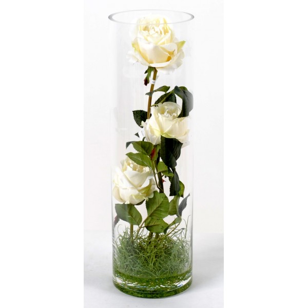 Bouquet Roses Blanches – Végétal artificiel