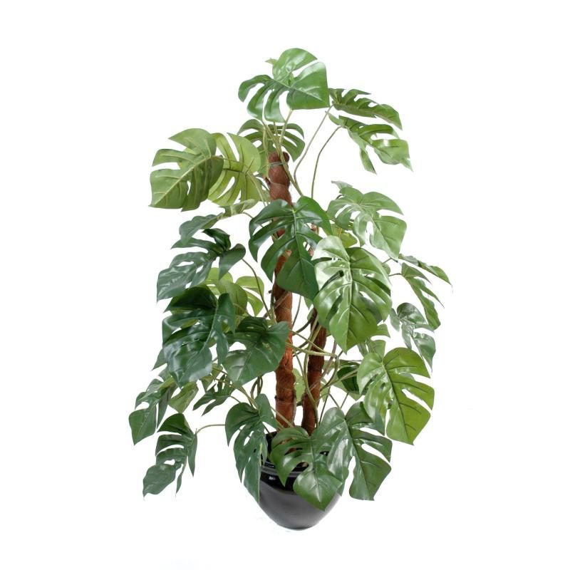 Philodendron artificiel vert avec pot de base