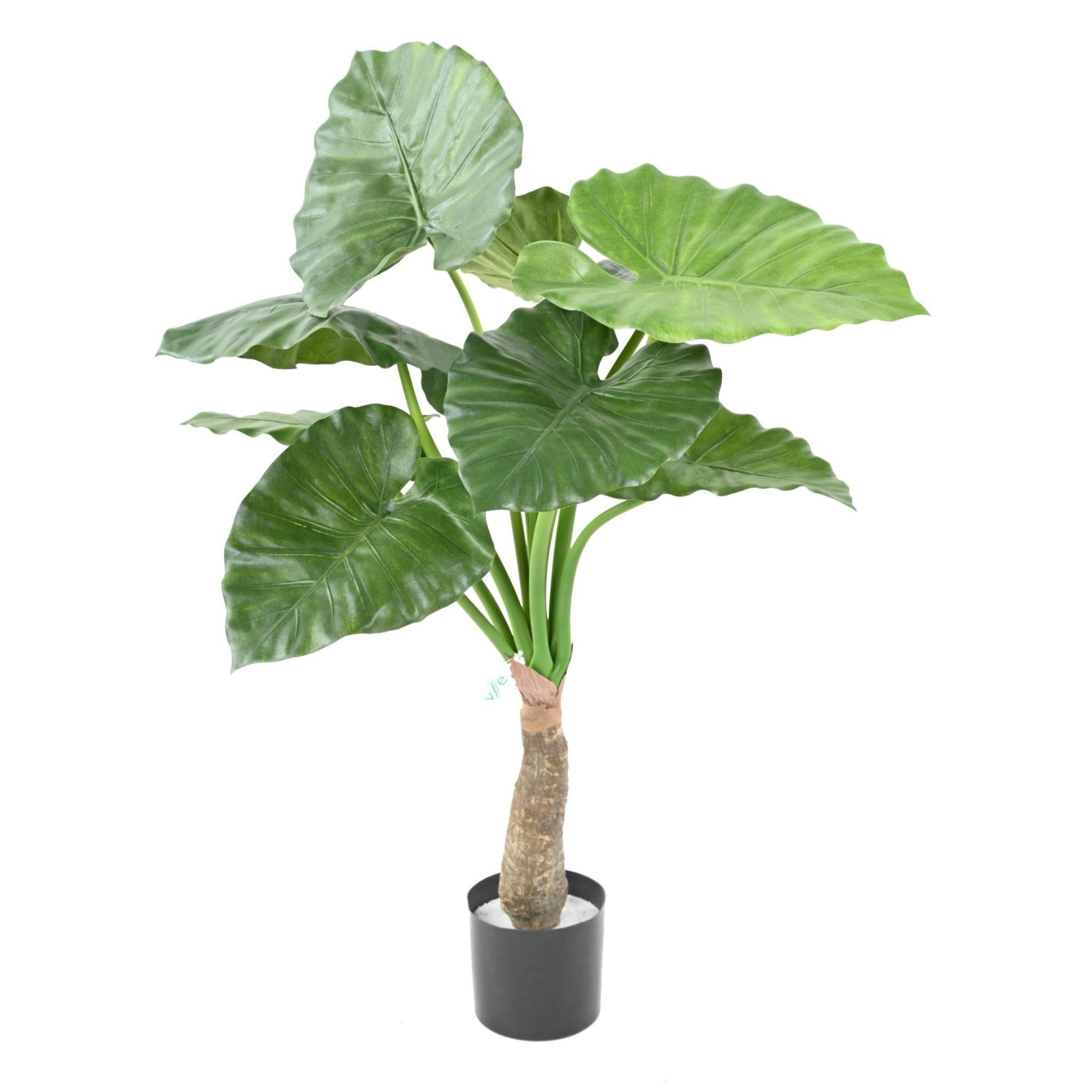 Vue complémentaire : alocasia Calidora artificiel vert dans son pot