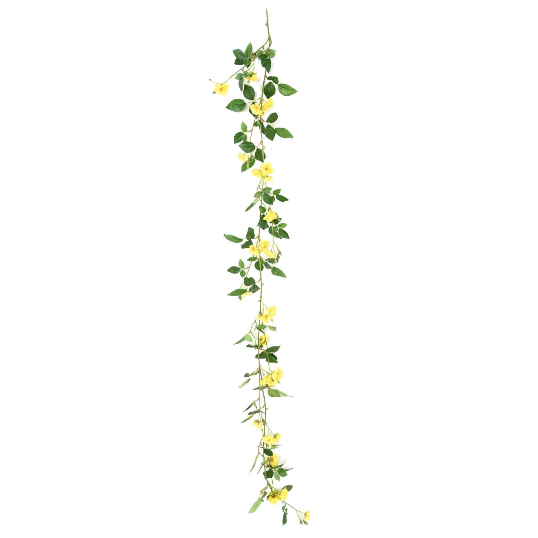 Vue complémentaire : guirlande artificielle de petites roses jaunes