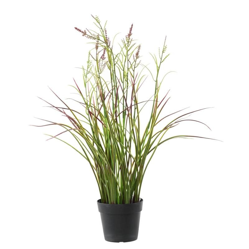Acorus fleuri artificiel aux teintes vert et violet en pot