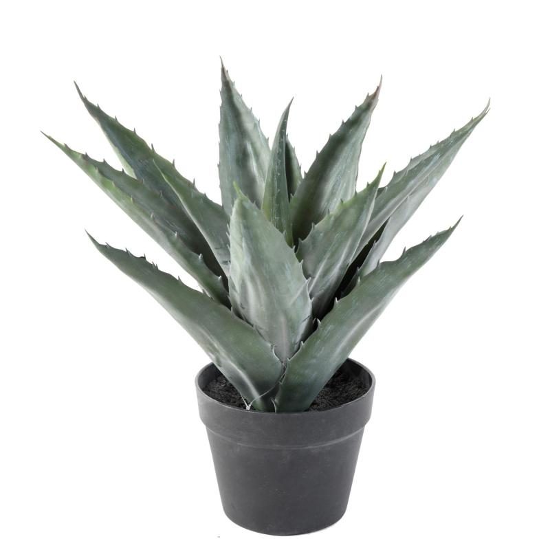 Agave verte artificielle dans son pot de base