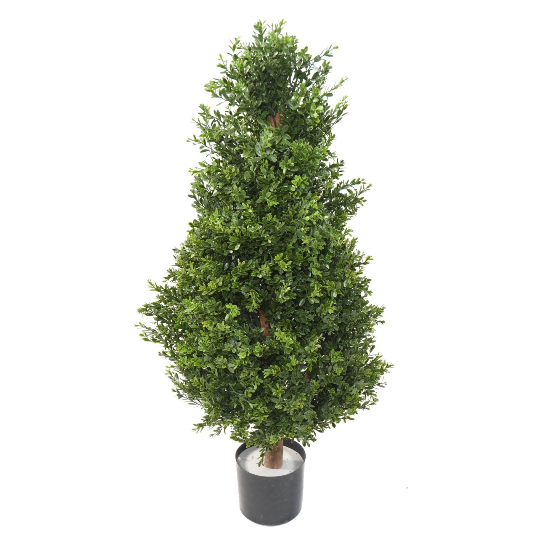 Autre angle : topiaire synthétique de buis de 95 cm au feuillage vert traité UV